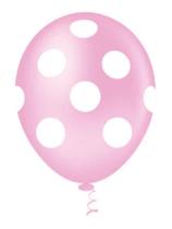 BALÃO BOLINHA - PIC PIC Nº 10 - ROSA BABY E BRANCO - Pacote com 25 unidades
