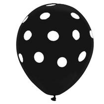 Balão Bolinha Preto e Branco - 11 Polegadas - 25 Unidades