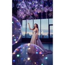 Balão Bubble 18" LED Colorido/Branco Festa P/ Hélio Kit 10