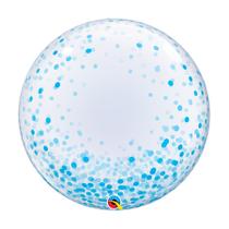 Balão Bubble 24'' Decorado Pontos de Confete Azul - 1 unidade - Qualatex - Rizzo Balão Bubble 24'' Decorado Pontos de Confete Azul - 1 unidade - Qualatex - Rizzo