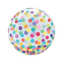 Balão Bubble 45cm Transparente Confete Colorido - 01 unid - PB Festas
