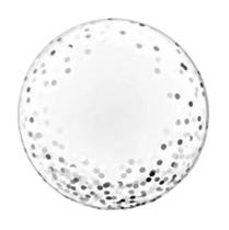 Balão Bubble 45cm Transparente Confete Prata - 01 unid