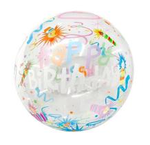 Balão Bubble 50cm Transp Happy Birthday Aniversário - 01 un