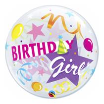 Balão bubble birthday girl party hat 22 polegadas qualatex 27511