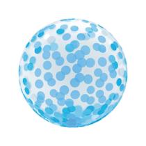 Balão Bubble Estampado Confete Azul 18" (45cm) - Mundo Bizarro