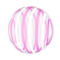 Balão Bubble Estampado Listras Brancas e Rosas - 18 Polegadas