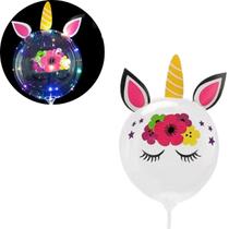 Balão Bubble LED Colorido Temático, Balão Transparente Bubble LED Com Haste, Balão De Led Transparente