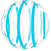 Balao Bubble Listra Branca e Azul 45CM - Mundo Bizarro