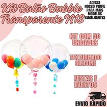 Balão Bubble Transparente 18 Polegadas 45cm Redondo Kit C50 - Crgfestas