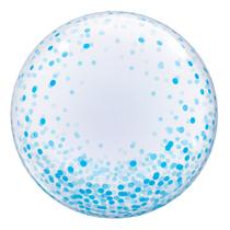Balão Bubble Transparente com Confete Azul 18" 45cm