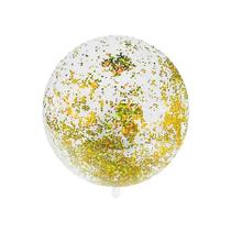 Balão Bubble Transparente com Confete Hexagonal - Dourado - 18" 45cm - 1 unidade - Partiufesta - Rizzo