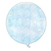 Balão Bubble Transparente com Glitter Azul Claro - 11" 26cm - 1 unidade - PartiuFesta - Rizzo