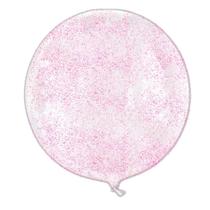 Balão Bubble Transparente com Glitter Rosa - 11" 26cm - 1 unidade - PartiuFesta - Rizzo