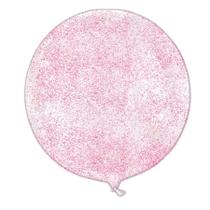 Balão Bubble Transparente com Glitter Rosa - 18" 45cm - 01 Unidade - Partiufesta - Rizzo