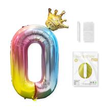 Balão com número de alumínio Connsann Vibrant Rainbow 40 cm com bomba x100