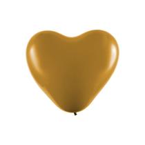 Balão Coração Látex Cromado 6" Ouro - 25 Unidades - Art-Latex