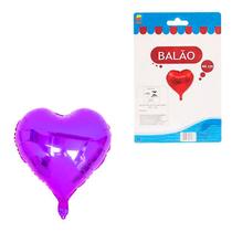 Balão Coração Metalizado Roxo Dia Dos Namorados 46cm Gás/Ar - RT