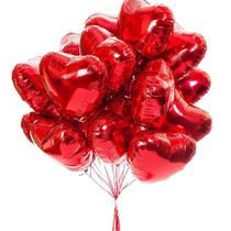 Balão Coração Vermelho Metalizados 45cm Vazio Festas - 10 Unidades