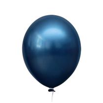 Balão Cromado Alumínio Azul Meia Noite nº5 12cm - 25 Un - Happy Day