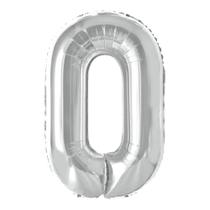 Balão De Aniversário Número 0 Grande Prata Metalizado 100cm