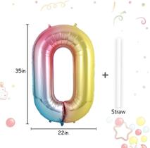 Balão de arco-íris gradiente de 40 polegadas, grande tamanho de dígito C
