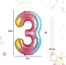 Balão de arco-íris gradiente de 40 polegadas, grande tamanho de dígito C