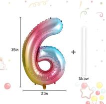 Balão de arco-íris gradiente de 40 polegadas, grande tamanho de dígito C