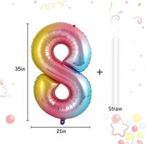 Balão de arco-íris gradiente de 40 polegadas, grande tamanho de dígito C