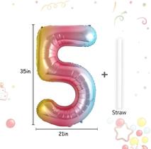 Balão de arco-íris gradiente de 40 polegadas, grande tamanho dígito C