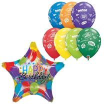 Balão de feliz aniversário 8pc conjunto holográfico partido anagrama