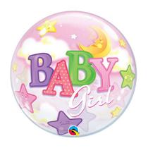 Balão de Festa Bubble 22" 56cm - Baby Girl - 01 Unidade - Qualatex - Rizzo Balões