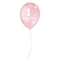 Balão de Festa Decorado 1 Aninho 9" 23cm - 25 Unidades