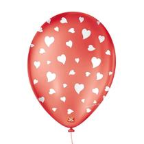 Balão de Festa Decorado 9” (23 cm) Corações Vermelho Quente - Pacote com 25 Unidades Balão de Festa Decorado 9” (23 cm) Corações Vermelho Quente - Pacote com 25 Unidades