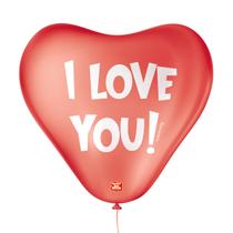 Balão de Festa Decorado Coração - I Love You - 11" 28cm - 25 Unidades