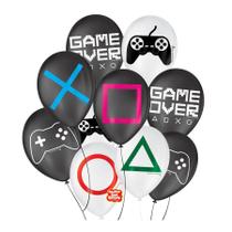 Balão de Festa Decorado - Festa Gamer - Sortidos - 9" 23cm - 25 unidades - Balões São Roque - Rizzo