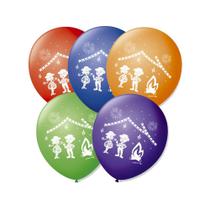 Balão de Festa Decorado Festa Junina - 9" 23cm - 25 Unidades
