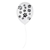 Balão de Festa Decorado Patinha de Cachorro - Branco e Preto 9" 23cm - 25 Unidades - São Roque