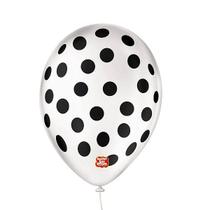 Balão de Festa Decorado Poá Bolinha - Branco e Preto 9" 23cm - 25 Unidades - Balões São Roque - Balão de Festa Decorado Poá Bolinha - Branco e Preto 9" 23cm - 25 Unidades - Balões São Roque -