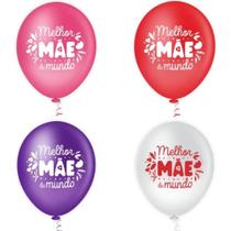 Balão de Festa Estampado Melhor Mãe do Mundo Sortido - 10" 25cm - Pic Pic - Balões Pic Pic