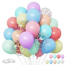 Balão de festa FunHot Pastel, 60 unidades, cor de macaron de 30 cm com confete