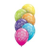 Balão de Festa Látex Liso Decorado - Corações Delicados Sortidos - 11" 27cm - 50 unidades - Qualatex Outlet - Rizzo