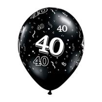 Balão de Festa Látex Liso Decorado - Número 40 Preto Onix - 11" 27cm - 50 unidades - Qualatex Outlet - Rizzo Balão de Festa Látex Liso Decorado - Número 40 Preto Onix - 11" 27cm - 50 unidades - Qualatex Outlet - Rizzo