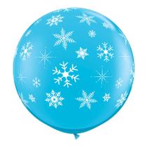 Balão de Festa Látex Liso - Flocos de Neve Azul - 3' 90cm - 2 unidades - Qualatex Outlet - Rizzo