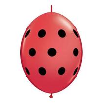 Balão de Festa Látex Liso Q-Link - Vermelho Polka Dots Preto - 6" 15cm - 50 unidades - Qualatex Outlet - Rizzo