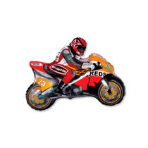 Balão de Festa Metalizado 36" 93cm - Moto Racing Laranja - 1 unidade - Rizzo