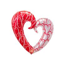 Balão de Festa Metalizado 41" 105cm - Coração Vazado - Vermelho e Branco - 1 unidade - Balões São Roque - Rizzo