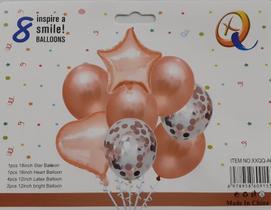 Balão de festa Metalizado Rose Gold- Kit com 8 pçs