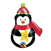 Balão de Festa Microfoil 14" 35cm - Pinguim de Cachecol - 1 unidade - Qualatex Outlet - Rizzo Balão de Festa Microfoil 14" 35cm - Pinguim de Cachecol - 1 unidade - Qualatex Outlet - Rizzo