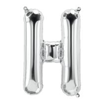 Balão de Festa Microfoil 16" 40cm - Letra H Prata - 1 unidade - Qualatex Outlet - Rizzo Balão de Festa Microfoil 16" 40cm - Letra H Prata - 1 unidade - Qualatex Outlet - Rizzo