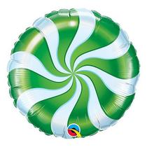 Balão de Festa Microfoil 18" 45cm - Bala Espiralada Verde - 01 Unidade - Qualatex - Rizzo Balões